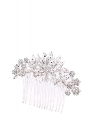 Rhinestone Hair Comb HM320004 SILVER CL